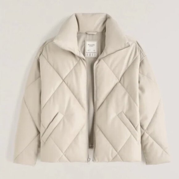 Abercrombie & Fitch Jackets & Blazers - NWT! Abercrombie & Fitch - Oversized Vegan Leather Puffer - Cream